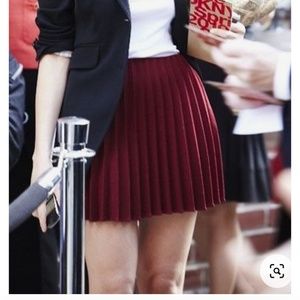 Burgundy Pleated Mini Skirt
